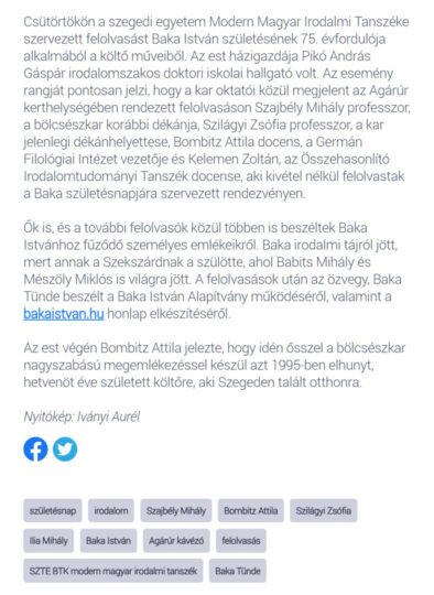 2023.06.02. Agárúr felolvasás.3a Szekszárdon született, Szegeden szállt meg a szavak szer_ - szeged.hu