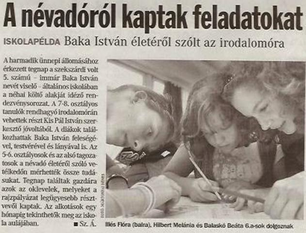 Sz. Á. A névadóról kaptak feladatokat.